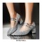 Round Toe Sequid Glitters Decorated Mary Janes Rhinestones Double Buckles Pumps - Silver