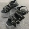 Peep Toe Rivet Buckle Straps Platforms Slingback Wedges Sandals - Silver