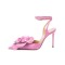 Pointed Toe Stiletto Heels Wedding Engage Party Flowers Sandals - Pink