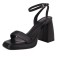 Peep Toe Block Chunky Heels Ankle Buckle Gladiator Straps Slippers Sandals - Black