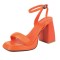 Peep Toe Block Chunky Heels Ankle Buckle Gladiator Straps Slippers Sandals - Orange