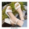 Peep Toe Block Chunky Heels Ankle Buckle Gladiator Straps Slippers Sandals - White