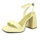 Peep Toe Block Chunky Heels Ankle Buckle Gladiator Straps Slippers Sandals - Yellow