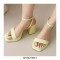 Peep Toe Block Chunky Heels Ankle Buckle Gladiator Straps Slippers Sandals - Yellow