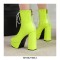 Peep Toe Knee High Lace Up Platforms Patent Chunky Heels Pumps Boots - Green