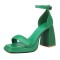 Peep Toe Block Chunky Heels Ankle Buckle Straps Slippers Sandals - Green