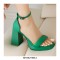 Peep Toe Block Chunky Heels Ankle Buckle Straps Slippers Sandals - Green
