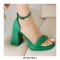 Peep Toe Block Chunky Heels Ankle Buckle Straps Slippers Sandals - Green