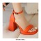 Peep Toe Block Chunky Heels Ankle Buckle Straps Slippers Sandals - Orange