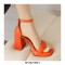 Peep Toe Block Chunky Heels Ankle Buckle Straps Slippers Sandals - Orange