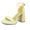 Peep Toe Block Chunky Heels Ankle Buckle Straps Slippers Sandals - Yellow