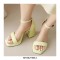 Peep Toe Block Chunky Heels Ankle Buckle Straps Slippers Sandals - Yellow
