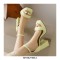 Peep Toe Block Chunky Heels Ankle Buckle Straps Slippers Sandals - Yellow