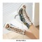 Peep Toe Lace Up Snake Print Chunky Heels Summer Gladiator Boots - White