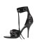 Peep Toe Stiletto Heels Vintage Gothic Metal Ankle Buckle Straps Sandals - Black