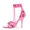 Peep Toe Stiletto Heels Vintage Gothic Metal Ankle Buckle Straps Sandals - Pink