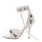 Peep Toe Stiletto Heels Vintage Gothic Metal Ankle Buckle Straps Sandals - White