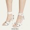 Peep Toe Stiletto Heels Vintage Gothic Metal Ankle Buckle Straps Sandals - White
