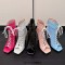 Peep Toe Glossy Lace Up Belt Buckle Ankle Highs Chunky Heels Spring Boots - Rose Red Patent