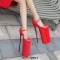 Fly High Platforms Stiletto Super 12 inches Heels Mary Janes Round Toe Pumps - Red Patent