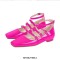 Square Toe Ankle Buckle Straps Patent Leather Mary Jane Retro Flats - Rose Patent