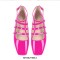 Square Toe Ankle Buckle Straps Patent Leather Mary Jane Retro Flats - Rose Patent