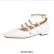 Square Toe Ankle Buckle Straps Patent Leather Mary Jane Retro Flats - White Patent