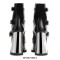 Round Toe Chunky Heels Platforms Robotic Black Silver Metallic Ankle Buckle Straps Boots - Black