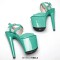 Peep Toe Stiletto Heels Smooth Ankle Cross Straps Platforms Sandals  - Green Patent