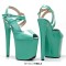 Peep Toe Stiletto Heels Smooth Ankle Cross Straps Platforms Sandals  - Green Patent