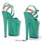 Peep Toe Stiletto Heels Smooth Ankle Cross Straps Platforms Sandals  - Green Patent