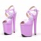 Peep Toe Stiletto Heels Smooth Ankle Cross Straps Platforms Sandals  - Pink Patent