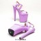 Peep Toe Stiletto Heels Smooth Ankle Cross Straps Platforms Sandals  - Pink Patent