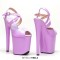 Peep Toe Stiletto Heels Smooth Ankle Cross Straps Platforms Sandals  - Pink Patent