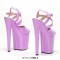 Peep Toe Stiletto Heels Smooth Ankle Cross Straps Platforms Sandals  - Pink Patent