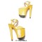 Peep Toe Stiletto Heels Smooth Ankle Cross Straps Platforms Sandals  - Yellow Patent