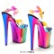 Peep Toe Stiletto Heels Transparent Ankle Cross Straps Platforms Sandals  - Multicolor PVC