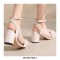 Peep Toe Chunky Heels Beads Ankle Buckle Straps Summer Wedding Flip Flops Sandals - White
