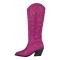 Pointed Toe Chunky Heels Glitter Bling Rhinestones Western Cowboy Knee Highs Boots - Hot Pink