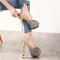 Fish Mouth Peep Toe Stiletto Heels Glitters 5 Inches Pumps - Gold Sequined Fabric