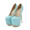 Round Toe Stiletto Golden Heels Texture Pattern Platforms Pumps - SkyBlue