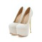 Round Toe Stiletto Golden Heels Texture Pattern Platforms Pumps - White