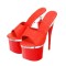 Peep Toe Snake Skin Print Platforms Half Transparent Stiletto Heels Sandals - Red Faux Leather