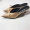 Pointed Toe Kitten Heels Elegant Summer Slippers Sandals - Apricot Tan Silk