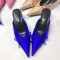 Pointed Toe Kitten Heels Elegant Summer Slippers Sandals - Blue Silk
