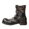 Round Toe Rustic Side Rivets Field Military Handmade Leather Tough Guy Style Chelsea Boots - Black