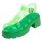 Open Round Toe Transparent PVC Chunky Heels Low Platforms Festival Beach Roman Sandals - Green