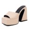 Round Toe Chunky Heels Platforms Outdoor Sandals - Beige