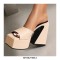Round Toe Chunky Heels Platforms Outdoor Sandals - Beige