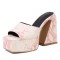 Round Toe Chunky Heels Platforms Outdoor Sandals - White Pink